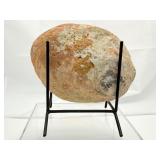 Agate Geode half polished with black metal stand, Weight 2# 10 ounces, 1.2 kilo