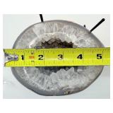 Agate Geode half polished with black metal stand, Weight 2# 10 ounces, 1.2 kilo