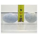 Blue Calcite Polished Lot of 3: heart 311 gm./11 oz. & 2 palmstones 173 gm./6.1 oz.    Total Lot Weight: 484 gm./1 lb. 1 oz.