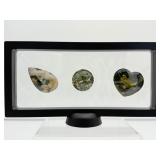Ocean Jasper Lot of 3 Polished Palmstones in 3D Floating Frame