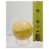 Golden Healer (yellow hematoid quartz) Lot of 3: large heart 350 gm. /medium heart 227 gms./8 oz., sphere 46mm, 161 gm./5.6 oz.