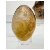 Golden Healer (yellow hematoid quartz): 3-piece lot: flame 401 gm./14.1 oz., freeform 317 gm./11.2 oz. and palmstone 96 gm./3.4 oz.