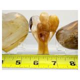 Golden Healer polished misc. lot of 3: heart 190 gm./6.7 oz., gallet 114 gm./4 oz., angel 87 gm./3 oz. Total Lot Weight: 393 gm./13.8 oz.