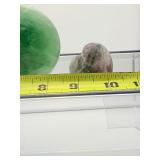 Fluorite Polished Misc. Lot of 3: XL Green Gallet 675gm/1lb.7oz., snowflake fluorite sphere 58mm 335gm/11.8oz., heart 88gm/3.1oz