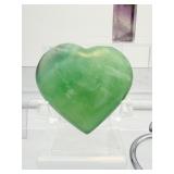 Fluorite Lot of 3 including a Rainbow Fluorite double terminated wand with stand 189 gm./6.7 oz., a small Rainbow Fluorite tower 45 gm./1.6 oz. and a green fluorite heart 114 gm./4 oz.