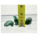 Malachite Polished Lot of 3 Animals: frog, penguin and small dome 163 gm./5.7 oz.