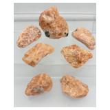Orange Calcite Rough Chunks Lot of 7: 310 gm./11 oz.