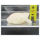 Mangano Calcite Polished Lot of 4: large frog 233 gm./8.2 oz., large angel 133 gm./4.7oz., 2 small towers 152 gm./5.4 oz. UV reactive