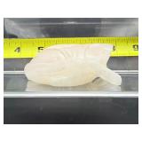 Mangano Calcite Polished Lot of 4: large frog 233 gm./8.2 oz., large angel 133 gm./4.7oz., 2 small towers 152 gm./5.4 oz. UV reactive