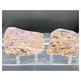 2 Polished Charoite Slabs: 117 gm./4.1 oz., 87 gm./3.1 oz.