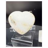 Scolesite 4-piece polished lot: 2 hearts, palmstone and pyramid Total Lot Weight: 216 gm/7.6 oz.