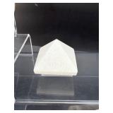 Scolesite 4-piece polished lot: 2 hearts, palmstone and pyramid Total Lot Weight: 216 gm/7.6 oz.
