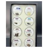 8 Piece Meteorite Tektite Impactable Fragments in Riker Box (Campo del Cielo, Irgizite Tektite, MWA XXX, Sikhoti-Alin, Sericho, Libyan Desert Glass, Jidddat al Harasis, Sayh Al Uhaymir, Meteorite  Fra