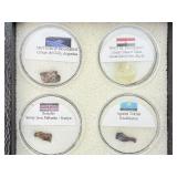 8 Piece Meteorite Tektite Impactable Fragments in Riker Box (Campo del Cielo, Irgizite Tektite, MWA XXX, Sikhoti-Alin, Sericho, Libyan Desert Glass, Jidddat al Harasis, Sayh Al Uhaymir, Meteorite  Fra