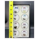 8 Piece Meteorite Tektite Impactable Fragments in Riker Box (Campo del Cielo, Irgizite Tektite, MWA XXX, Sikhoti-Alin, Sericho, Libyan Desert Glass, Jidddat al Harasis, Sayh Al Uhaymir, Meteorite  Fra