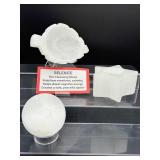 Selenite (Misc. Lot of 3) `Sphere 75mm 504 gm/1 lb.2 oz., Leaf Dish 448 gm./1 lb., Tealight Star Holder 378 gm./13.3 oz.