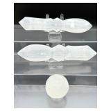 Selenite Lot of 3: Two healing daggers 373 gm./13.2 oz. and sphere 183 gm./6.4 oz. Total lot weight 560 gm./1 lb. 4 oz.