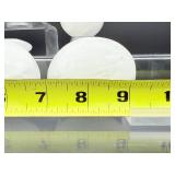 Selenite Polished Lot of 7: 2 spheres 222 gm./7.8 oz., 3 gallets 301 gm./10.6 oz., small palmstone 19 gm./.7 oz. Total Lot Weight: 542 gm./19.1 oz.