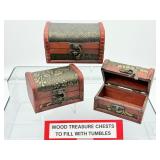 3 wooden treasure chests to fill with tumbles