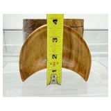 Wood moon bowl and two wood containers with lids