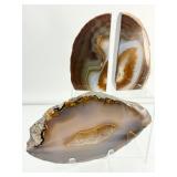 Agate Bookends 752 gm./11 oz. and Agate Geode Slice with Druzy Vug 419 gm./14.8 oz.