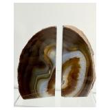 Agate Bookends 752 gm./11 oz. and Agate Geode Slice with Druzy Vug 419 gm./14.8 oz.