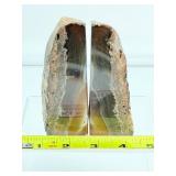 Agate Bookends 752 gm./11 oz. and Agate Geode Slice with Druzy Vug 419 gm./14.8 oz.