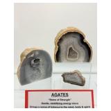 Agate Standing Geode Slices, Lot of 3 one side polished: 975 gm./2 lb. 2.4 oz., 429 gm./15 oz., 68 gm./2.4 oz.