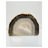 Agate Polished lot of 3: Agates Polished Lot of 3: large agate slice 683 gm/1 lb. 8.1 oz., two standing one polished side agates 573 gm./1 lb.4.2 oz. and 517 gm./ l.lb. 2.2 oz.