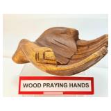 Large wood, praying hands for tumbles for display purposes