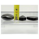 Silver Sheen Obsidian Polished Lot of 3:  two hearts, one gallet 236 gm./8.4 oz.