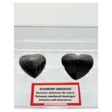 Rainbow Obsidian Hearts Lot of 2: 59 gm./2.1 oz., 72 gm./2.5 oz.  Total Lot Weight 132 gm./4.6 oz.