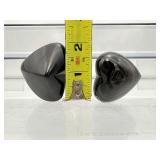 Rainbow Obsidian Hearts Lot of 2: 59 gm./2.1 oz., 72 gm./2.5 oz.  Total Lot Weight 132 gm./4.6 oz.