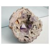 Amethyst Misc. Polished and Rough Lot of 4: two flat palmstones, one chevron palmstone, 1 beautiful little half geode Total Lot Weight: 114gm/4oz.