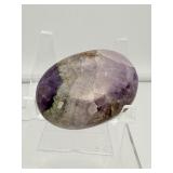 Super 7 (Melody Stone) and Ametrine lot of 3: Super 7 polished fan shaped piece 42 gm./1.5 oz, Super 7 palmstone 59 gm./2.1 oz., and Ametrine egg 59 gm./2.1 oz: