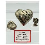 Pyrite Lot of 3: heart, tumble and small angel Total Lot Weight 240 gm./8.5 oz.