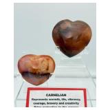 Carnelian Polished Heart Lot of 2: heart 140gm/4.9oz., heart 75gm/2.6oz.