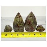 Dragon Stone Polished Lot of 4: Two small flames and 2 tumbles 361gm/12.7oz.