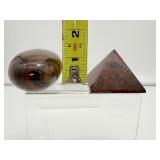Mahogany Obsidian Polished Lot of 3: Sphere 60mm 3311gm/11oz., Palmstone 169gm/6oz., Pyramid 81gm/2.9oz.  Total Lot Weight 560gm/1 lb.3.8oz