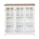 Cream Wood Storage Cabinet with 3 Shelves and 3 Glass Doors   Customer Returns See Pictures Cream Wood Storage Cabinet with 3 Shelves and 3 Glass Doors   Customer Returns See Pictures