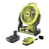 RYOBI ONE+ 18V Cordless Hybrid WHISPER SERIES 7-1/2 in. Fan Kit with 2.0 Ah Battery and Charger  Customer Returns See Pictures RYOBI ONE+ 18V Cordless Hybrid WHISPER SERIES 7-1/2 in. Fan Kit with 2.0 Ah Battery and Charger  Customer Returns See Pictures