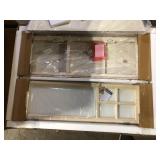 Cream Wood Storage Cabinet with 3 Shelves and 3 Glass Doors   Customer Returns See Pictures Cream Wood Storage Cabinet with 3 Shelves and 3 Glass Doors   Customer Returns See Pictures