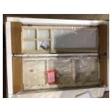 Cream Wood Storage Cabinet with 3 Shelves and 3 Glass Doors   Customer Returns See Pictures Cream Wood Storage Cabinet with 3 Shelves and 3 Glass Doors   Customer Returns See Pictures