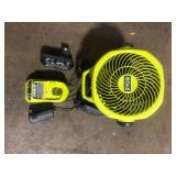 RYOBI ONE+ 18V Cordless Hybrid WHISPER SERIES 7-1/2 in. Fan Kit with 2.0 Ah Battery and Charger  Customer Returns See Pictures RYOBI ONE+ 18V Cordless Hybrid WHISPER SERIES 7-1/2 in. Fan Kit with 2.0 Ah Battery and Charger  Customer Returns See Pictures