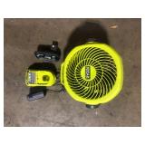 RYOBI ONE+ 18V Cordless Hybrid WHISPER SERIES 7-1/2 in. Fan Kit with 2.0 Ah Battery and Charger  Customer Returns See Pictures RYOBI ONE+ 18V Cordless Hybrid WHISPER SERIES 7-1/2 in. Fan Kit with 2.0 Ah Battery and Charger  Customer Returns See Pictures