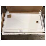 Bootz Industries Aloha ShowerCast 60 in. L x 30 in. W Alcove Shower Pan Base in White with Square Chrome Right Drain Damaged  Customer Returns See Pictures Bootz Industries Aloha ShowerCast 60 in. L x 30 in. W Alcove Shower Pan Base in White with Square Chrome Right Drain Damaged  Customer Returns See Pictures