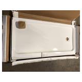 Bootz Industries Aloha ShowerCast 60 in. L x 30 in. W Alcove Shower Pan Base in White with Square Chrome Right Drain Damaged  Customer Returns See Pictures Bootz Industries Aloha ShowerCast 60 in. L x 30 in. W Alcove Shower Pan Base in White with Square Chrome Right Drain Damaged  Customer Returns See Pictures