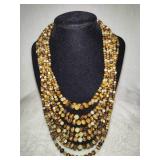 925 Jay King DTR Tiger Eye & Yellow Opal Ten Strand Necklace 925 Jay King DTR Tiger Eye & Yellow Opal Ten Strand Necklace