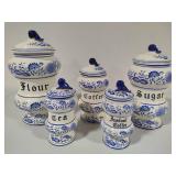 Blue Onion Five Piece Vintage Canister Set Blue Onion Five Piece Vintage Canister Set