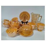 Jeanette Marigold Pitcher & Fire King Cups/Saucers Jeanette Marigold Pitcher & Fire King Cups/Saucers